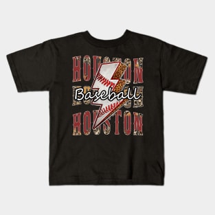 Graphic Baseball Houston Proud Name Team Vintage Kids T-Shirt